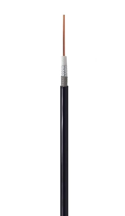 Low loss flexible 240 series 50 Ohm coax cable with PE jacket is rated for a 5.8 GHz maximum operating frequency