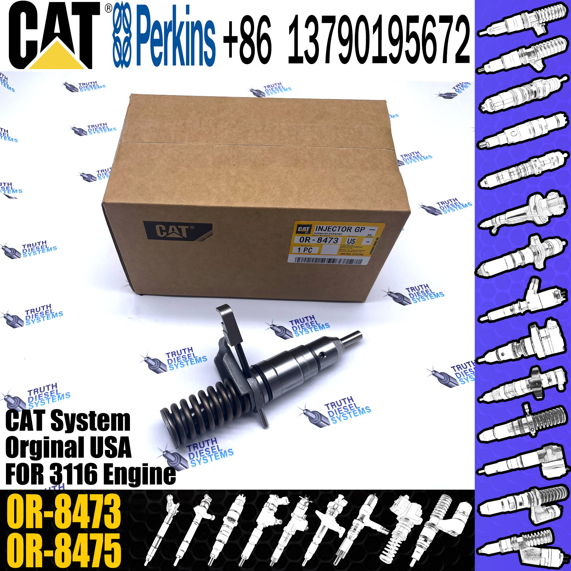 Diesel Fuel Injector 4P-2995 4P2995 6I3669 0R-8471 0R8471 0R8475 0R8473 0R-8475 0R-8473 For 3114/3116 Engine