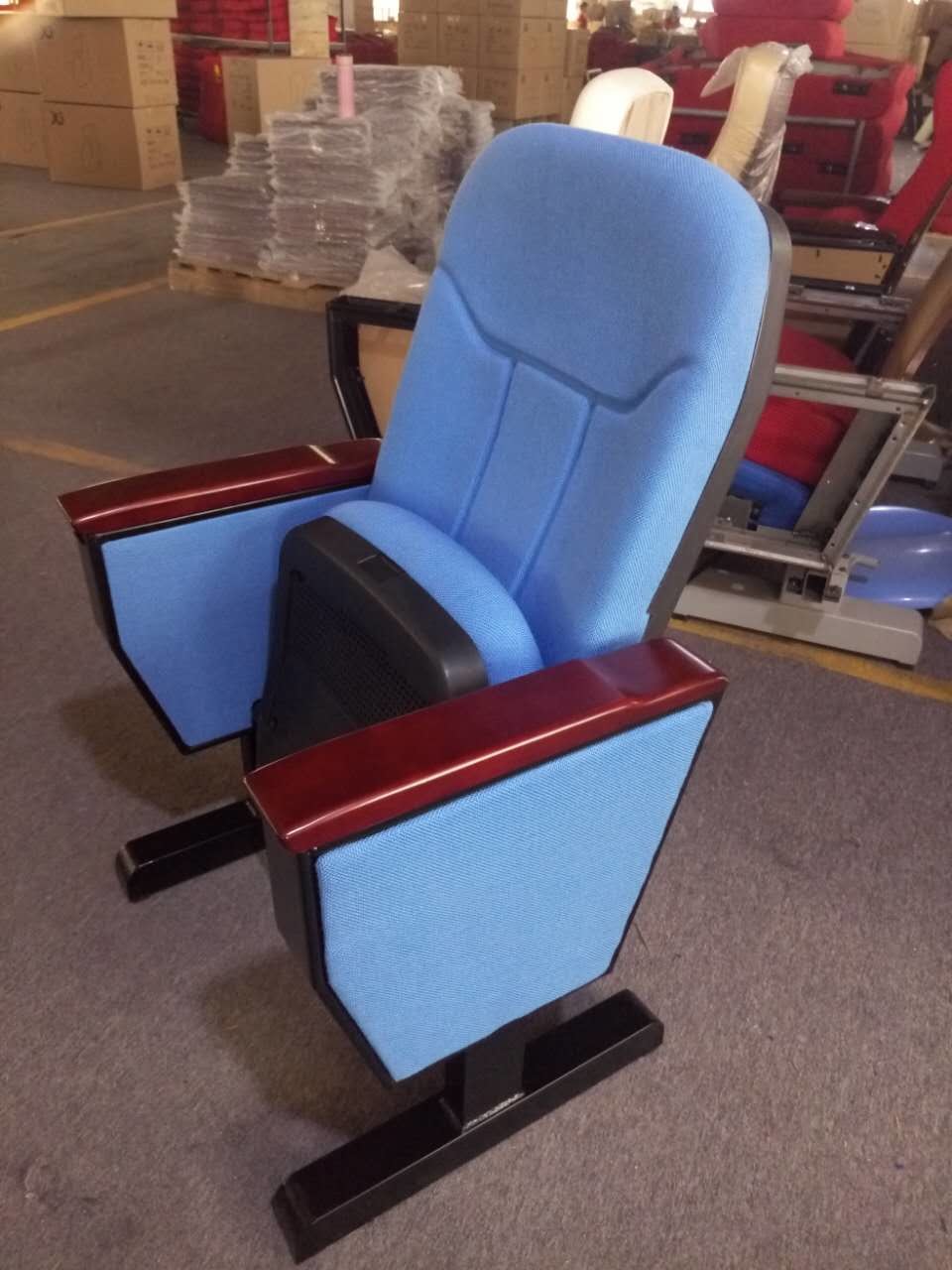 Movable Foot Fold Up Fabric Auditorium Chairs With PP Back / Church Hall Chair