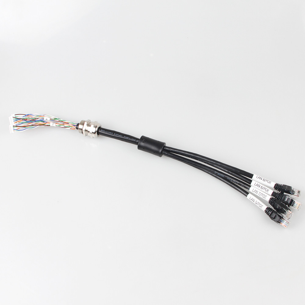 Waterproof 4 In 1 Cat 6a Ethernet Cable , 4 Branch Male RJ45 Cat6a Trunk Cable