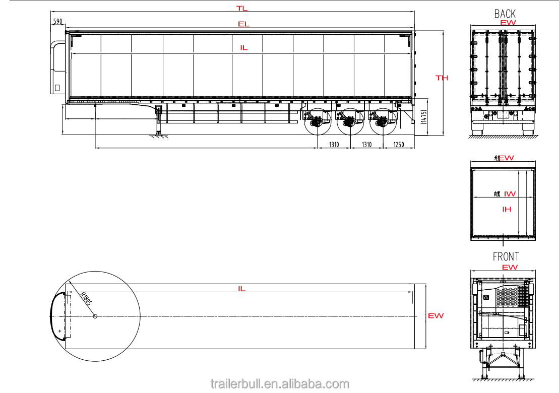 Aluminum Structural Refrigeration Box Semi Trailer for Fresh Food and Meat Delivery