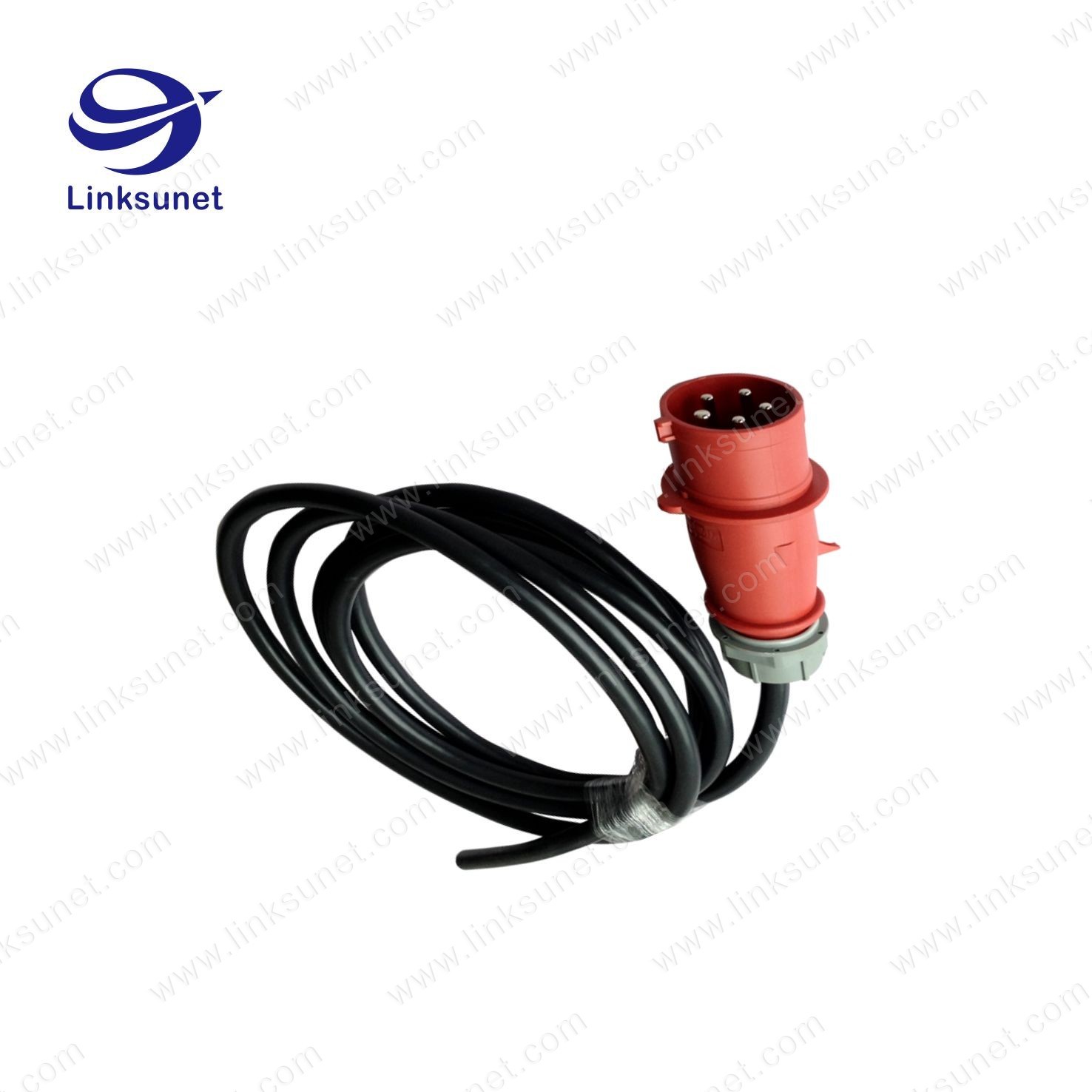 5PIN PE IP44 Plug MN3501 waterproof red / blue connector Industrial Wire Harness