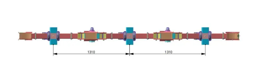 Heavy Duty Semi Trailer Suspension 3 Tridem 180mm American Type 16T