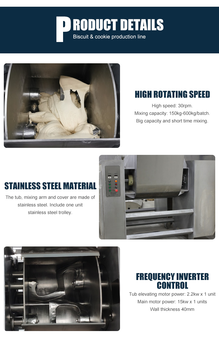 Big Capacity Biscuit Making Machine Short Time Mixing Horizontal Dough