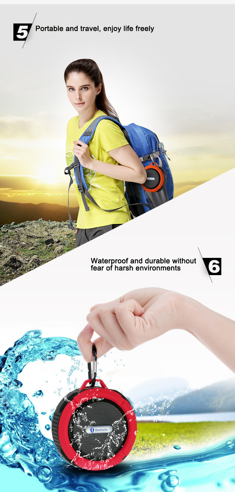 Customized Small Waterproof Sport Speaker , Active Stereo Wireless Speaker