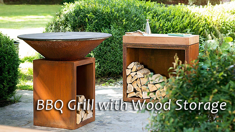 wood storage bbq grills