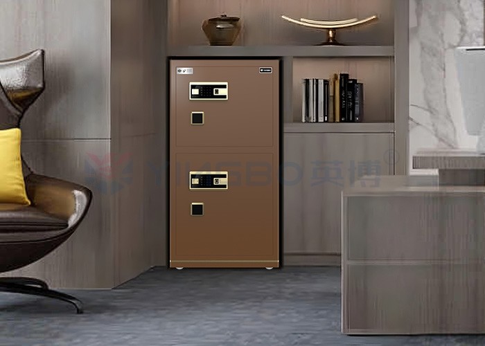 95kg Biometric Fingerprint Lock Safe Box Dual Alarm YB/N7-120D Coffee Office Lock Box