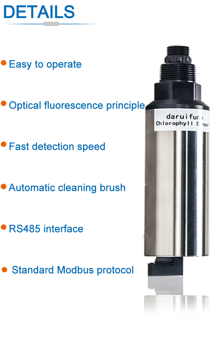 RS485 Digital Fluorescence Chlorophyll Sensor For Aquaculture Water Detecting
