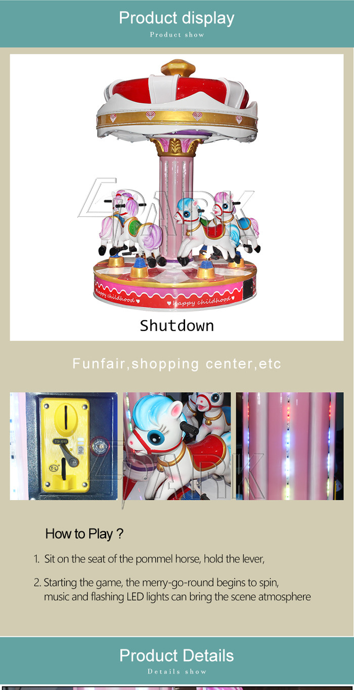 Guangzhou amusement park merry go round rides EPARK coin operated carousel for sale fiberglass 6 seats theme park rides
