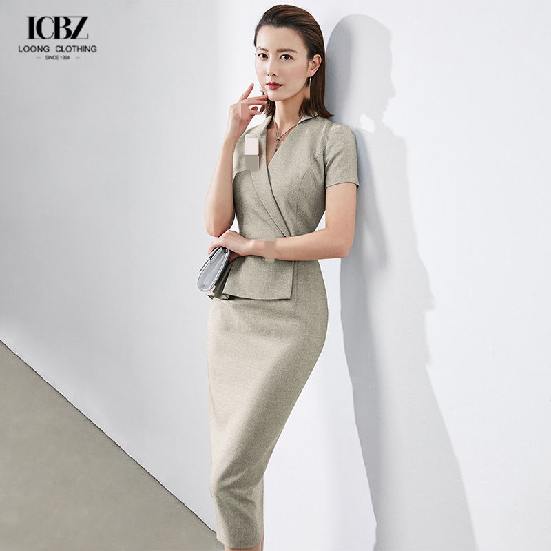 Formal Ladies Women Suit in Slim Fit Office Dress with Two Pieces in Color