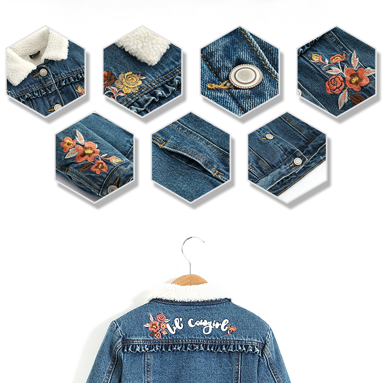 Fashion Casual Kids Denim Clothes Girls Denim Jackets With Sherpa Lining
