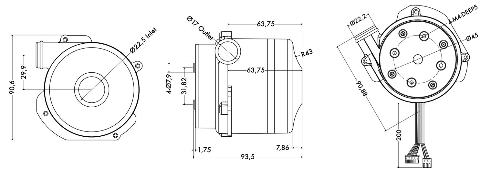 3.5in Mixed Flow Inline Duct Fan Exhaust Ventilation Fan For DC Auto Air Blower