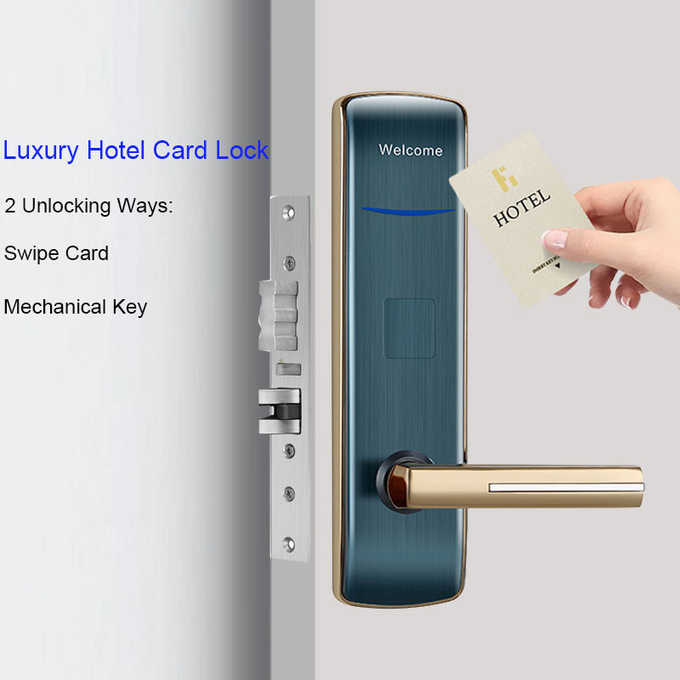 3 Colors Optional Keyless Hotel Smart Door Locks with Swipe Card