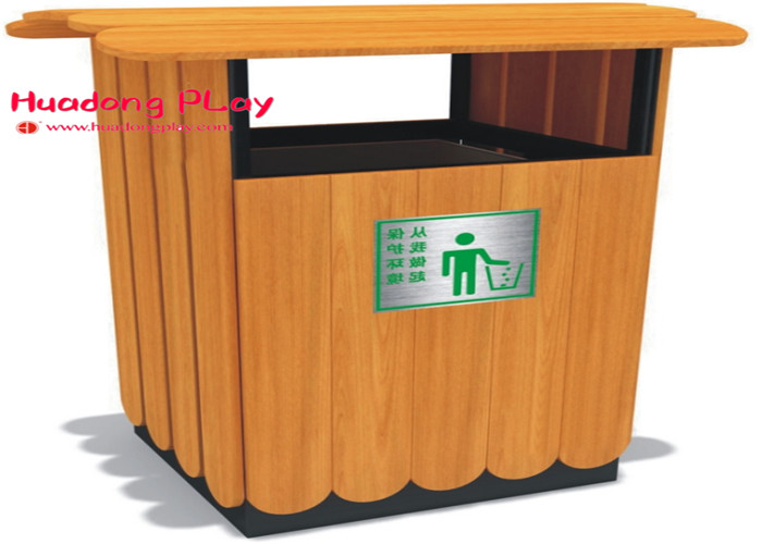 Wood Plastic Composite Brown Outdoor Recycle Trash Cans Natural Environment Friendly
