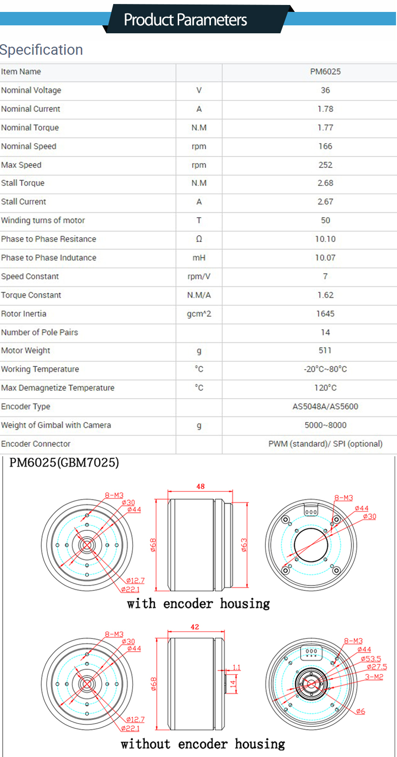Faradyi Professional Manufacturer PM 6025 Round Motor Brushless 36V High Torque With Ten Year Production For Sweeping Robot For