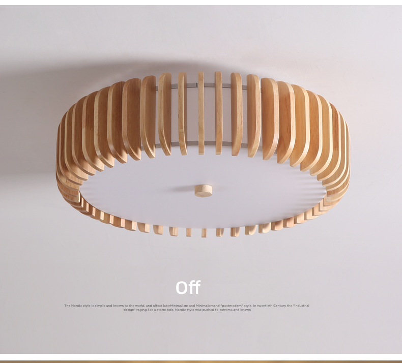 Modern Natural Wooden Ceiling Lamp for Bedroom Rubber Round Wooden ceiling lamp(WH-WA-48)
