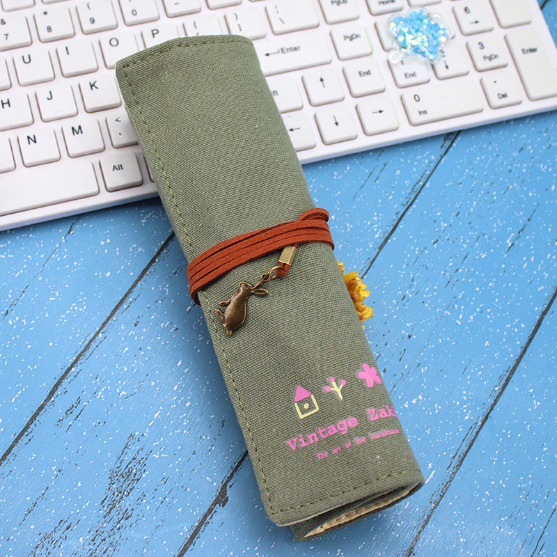 FRESH AND FASHIONABLE LARGE CAPACITY PEN BAG PENCIL CASE SIMPLE CREATIVE JUNIOR HIGH SCHOOL MEN AND WOMEN CANVAS PENCIL