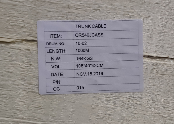 75 Ohm Coaxial Cable QR540 JCASS AL Tube with Jelly CATV System RF Trunk Cable