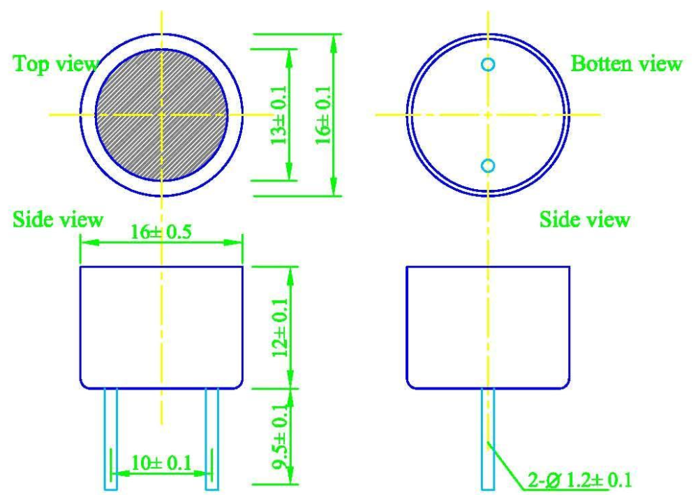 Large demand ultrasonic sensor 16mm sensor 25KHZ 40khz trasmistter receiver sensor