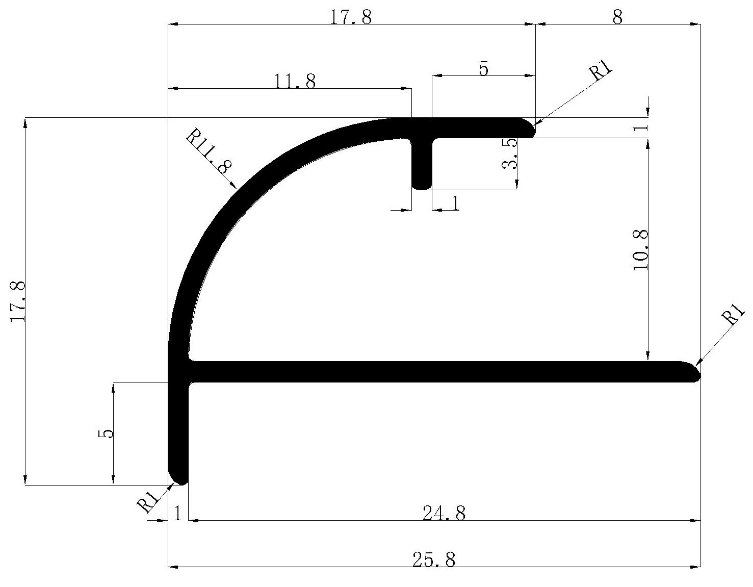 Round External Corner Metal Edge Trim Aluminum Tile Transition Strip
