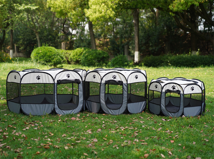 114cm 58cm Dog Pen Fence Panels Breathable Octagonal With Carrying Bag