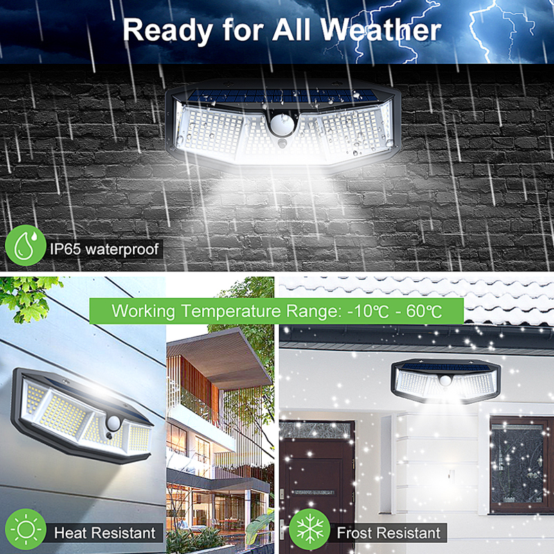 308 LED Solar Light Outdoor Solar Lamp with Motion Sensor Light SunLight 3 Modes Street Lamp LED Spotlight for Garden Decoration