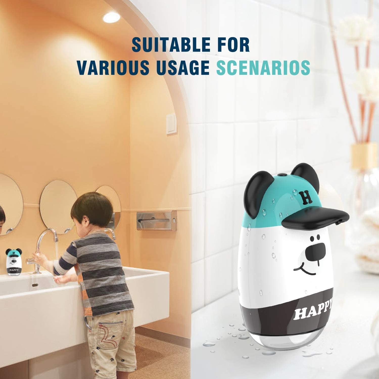 PETG Bathroom Sensor Soap Dispenser 1S Kids 200ml USB Charging