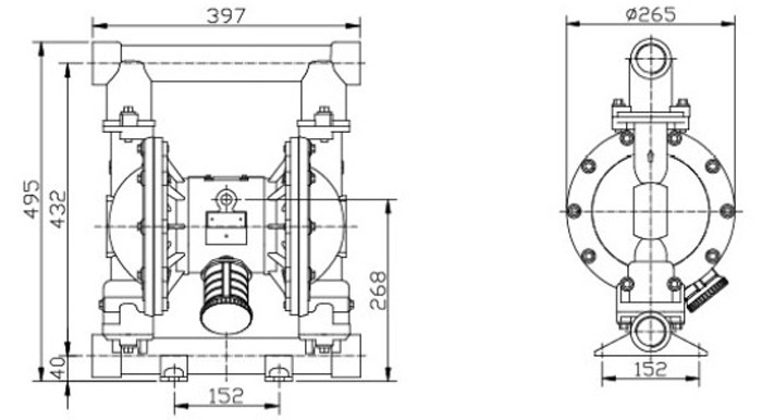 Pneumatic Stainless steel diaphragm pump for food processing transfer