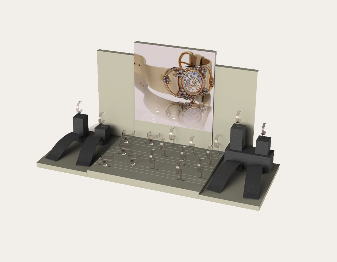 Customzied Showcase Acrylic Watch Display Window Plexiglass Stand W/ C-ring Holder