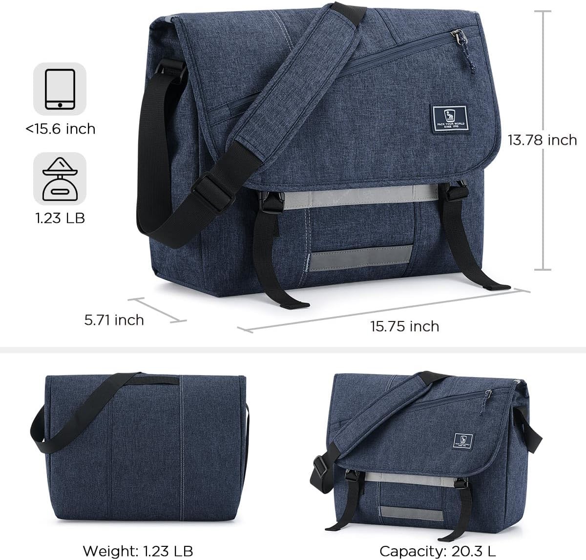 OIWAS Messenger Bag for Men, 15.6 Inch Laptop Crossbody Bags Women Casual Satchel Shoulder Bag College Travel Office