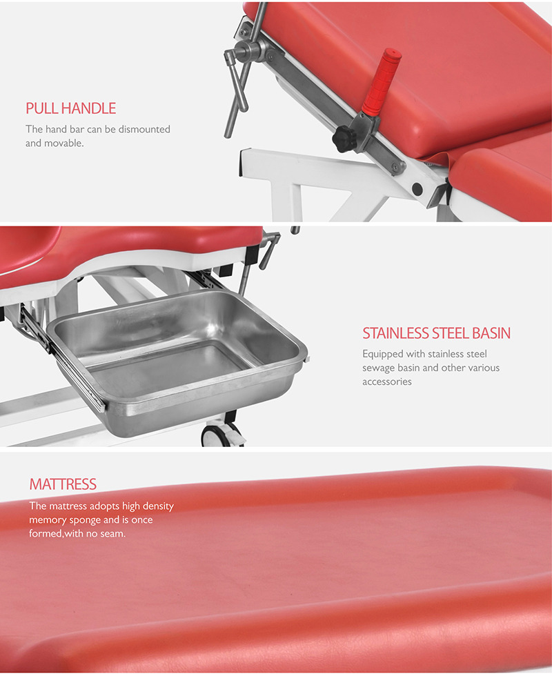 2 Function Medical Obstetric Exam Couch Manual Hospital Delivery Operation Gynaecological Table With Cabinet