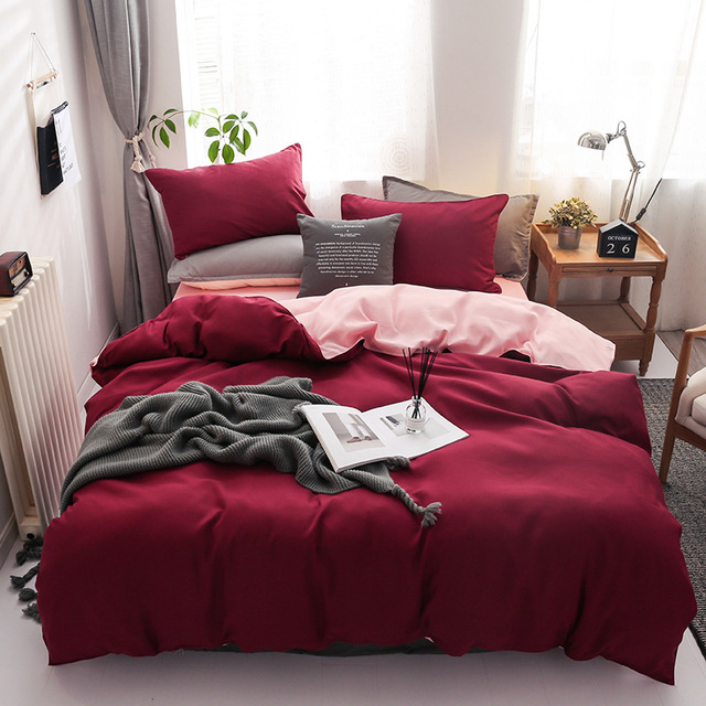 King Size Luxury Bedding in Solid Color Linen and Microfiber Comforter European Style