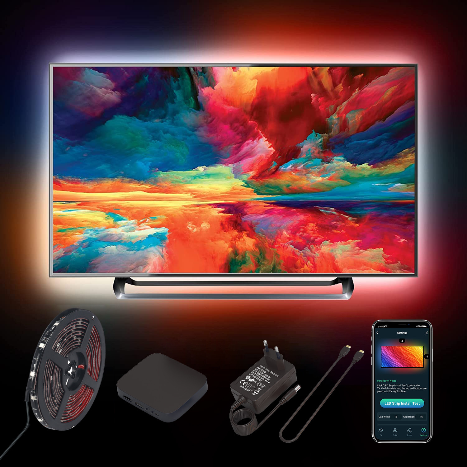 18W LED TV Backlights 6.56ft Waterproof USB Strip Lights With Timer Function Remote Control