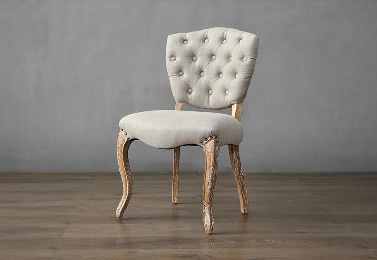 Event rental wedding chair button tufted wooden chair event linen fabric chair with nails