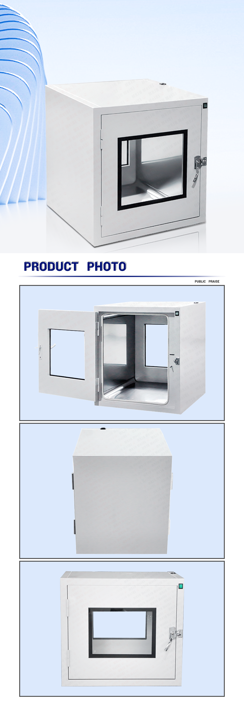 Single Gmp Embedded Static Pass Box Window Mechanical Interlock For Food Industry / Hospital