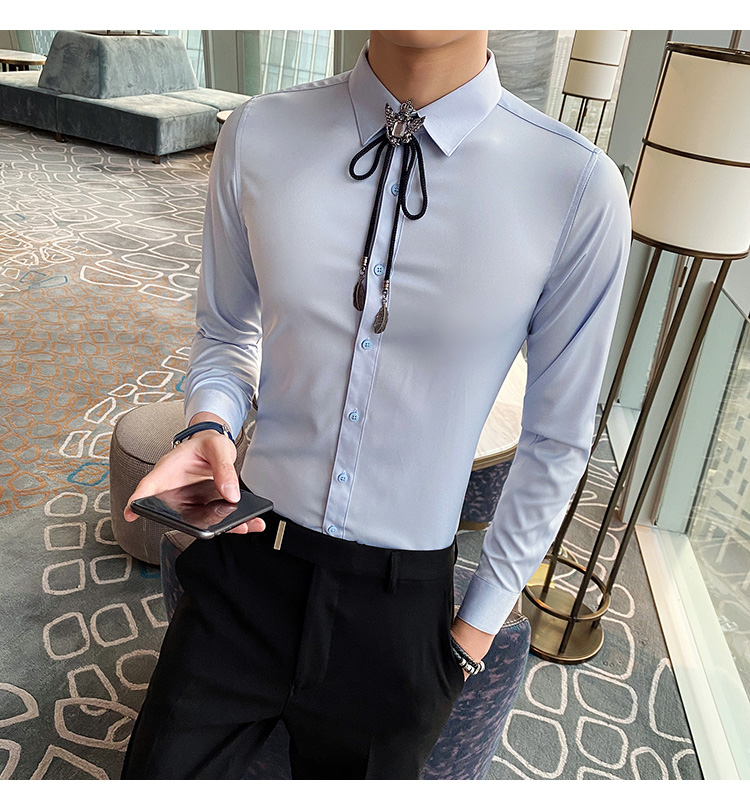 5000 Men's Formal Shirts in Casual Slim Cotton Long-Sleeved Design for Customization