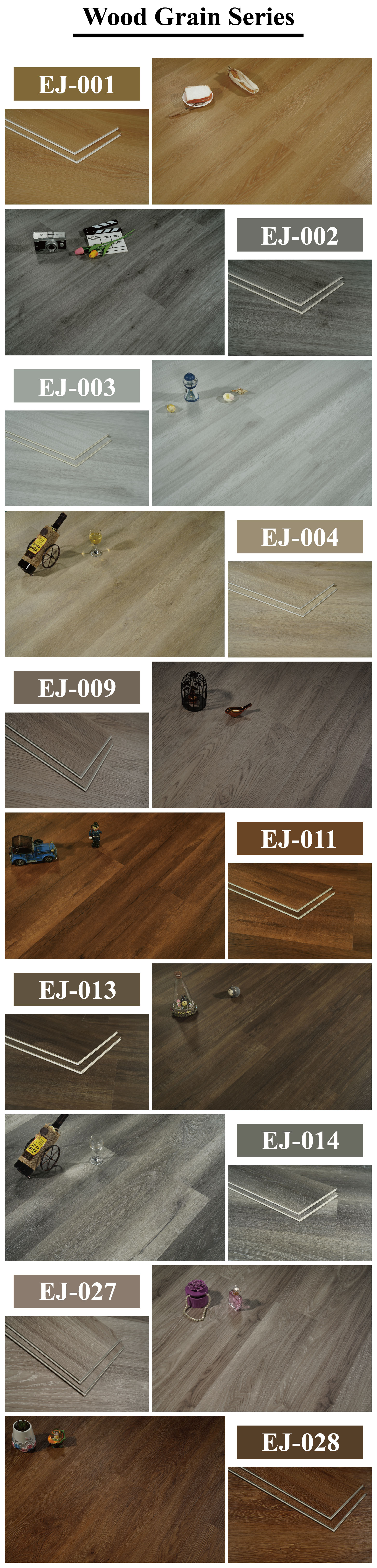 Office SPC Flooring Eir Emboss 4.0-8.5mm Thickness Wood Plastic Floor for Commercial