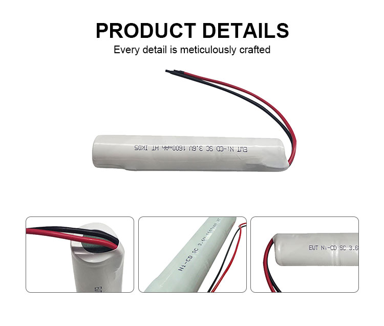 Nickel SC Nicd Battery 3.6v 1600mah Rechargeable Battery Pack