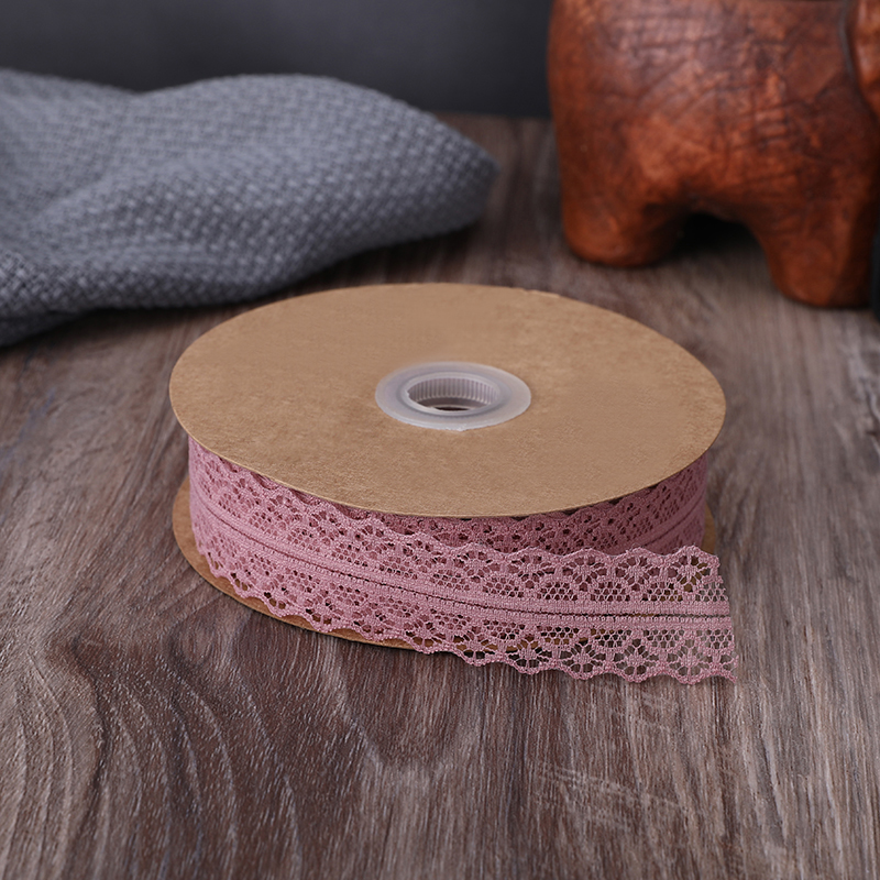 2.5cm Elastic Band Hollow Flower Ribbon for Sewing Clothing Garment Macaron red wine color Decorative Lace Trim