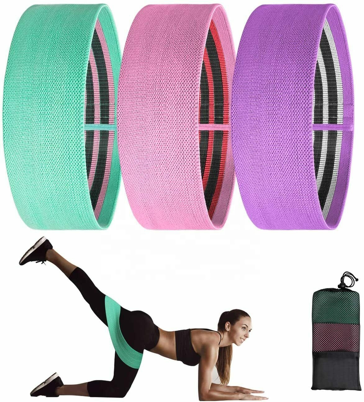 66cm Fabric Resistance Bands Loop Set for Weight Lifting Exercise
