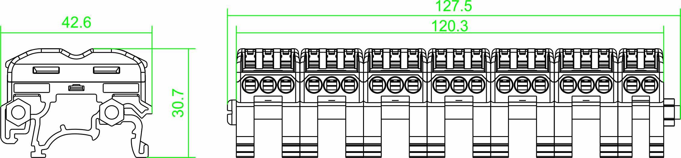 Crimp Connection 20 Pins Screwless Din Rail Wire Terminals