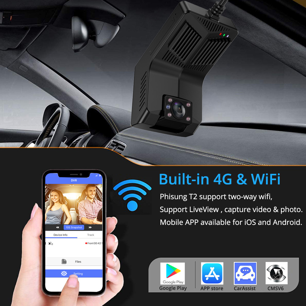 MTK6753 Chip Dual Live 4K GPS Dash Cam For Parked Car Fleet Tracking