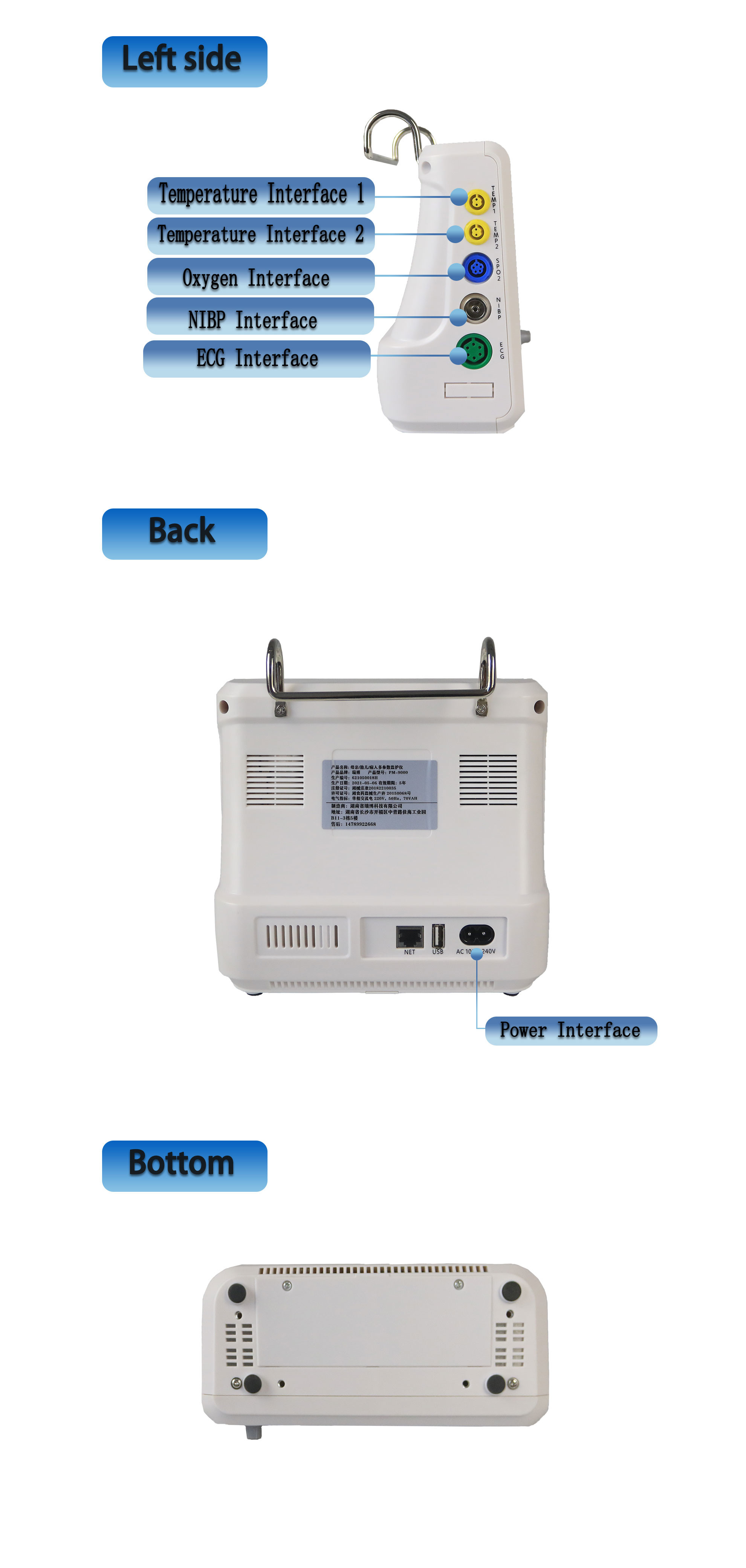 Portable Veterinary Monitoring Equipment 8 Inch Multi Parameter For Pets