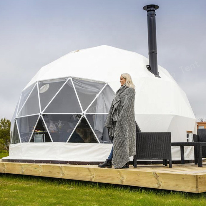 Fireproof Outdoor Camping Geodesic Dome Tent 5m Diameter For Accommodation