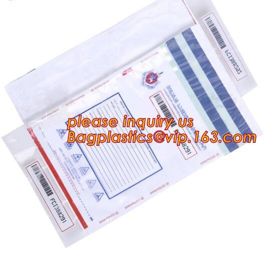 Security plastic bag with adhesive tape for cash, plastic money bag, Security Money Cash Bag For Airport/Bank and police