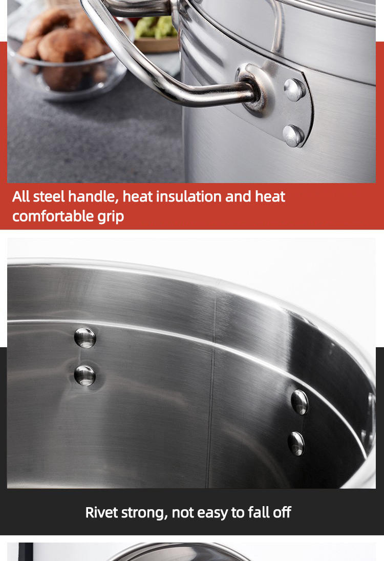 Wholesale Top Seller Kitchen Cooking Soup Ware Induction Stainless Steel 201 Cookware Stock Pot