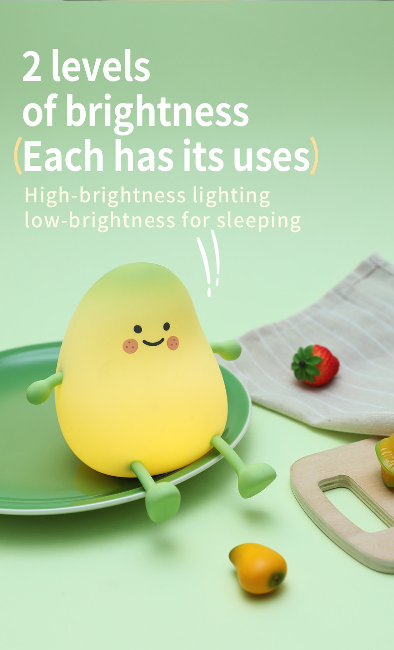 Mango Night Light Cute Children Silicone Lamp For Kids Bedroom Sleeping Lighting USB Charging LED Night Lights