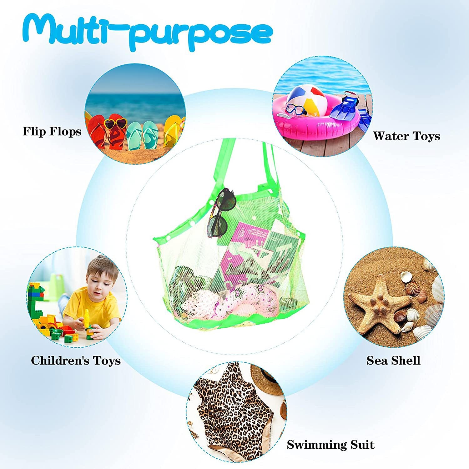 Customized Children'S Large-Capacity Storage Bag Sundries Storage Mesh Beach Bag