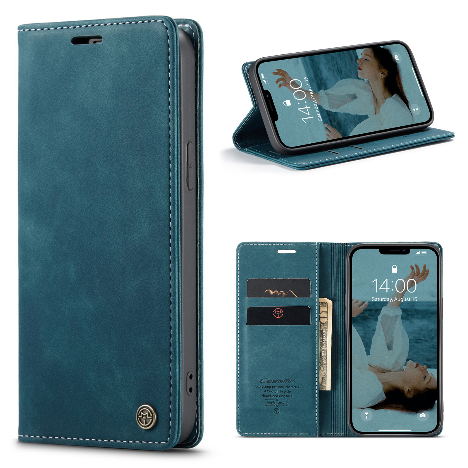 CaseMe 15 Ultra Luxury Wallet Case Card Magnetic Holder TPU Leather Back Cover For Iphone 15 Pro Phone Case