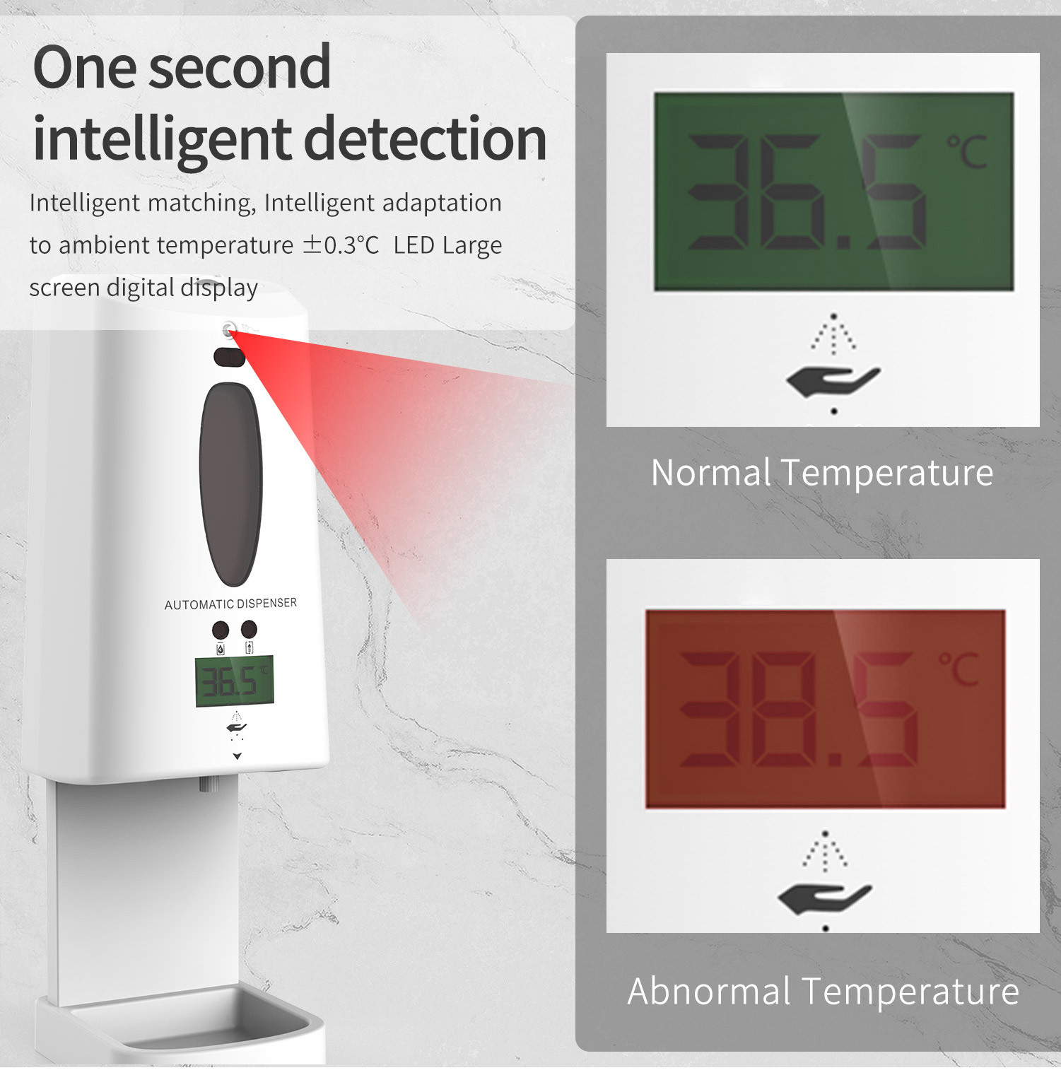 Automatic Temperature Scanner Alcohol Spary Touchless Hand Sanitizer Dispenser Thermometer White Color